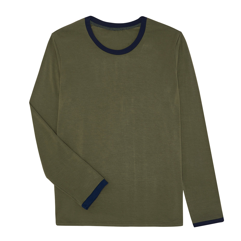 Pyjama / Loungewear Bamboo Long Sleeve Top Olive and Navy M & xL only