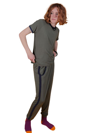 
            
                Load image into Gallery viewer, Pyjama / Loungewear Bamboo Bottoms Olive and Navy
            
        