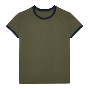
            
                Load image into Gallery viewer, Pyjama / Loungewear Bamboo Raglan Sleeve Top Olive and Navy
            
        