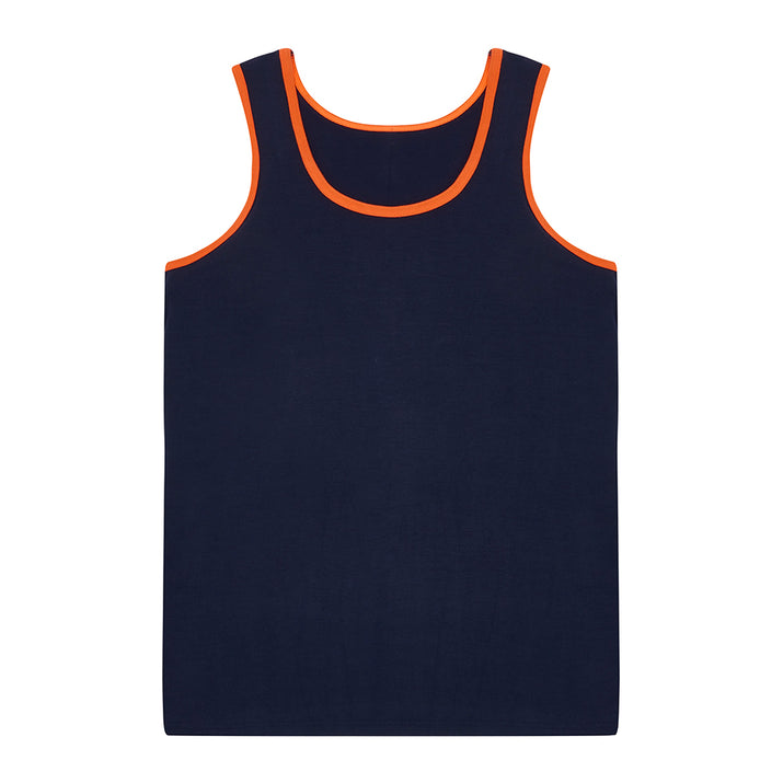 Pyjama / Loungewear Bamboo Vest Top Navy and Orange