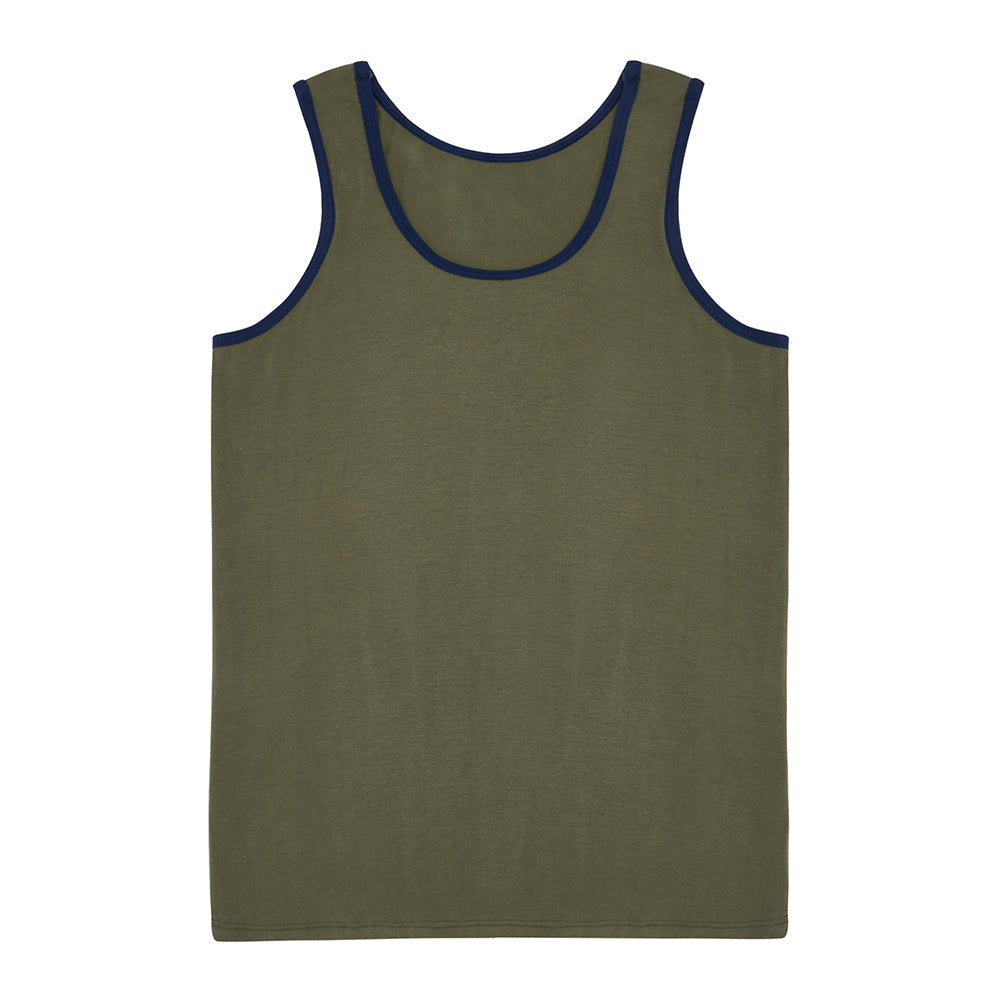 
            
                Load image into Gallery viewer, Pyjama / Loungewear Bamboo Vest Top Olive and Navy
            
        