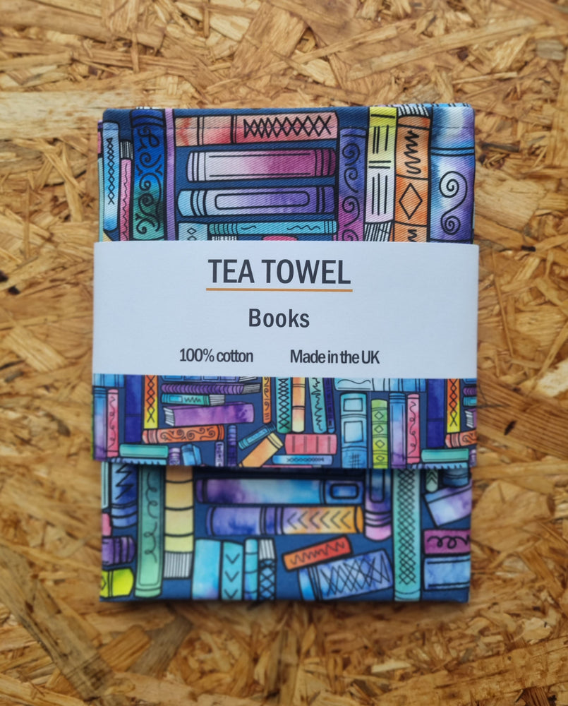 Books tea towel
