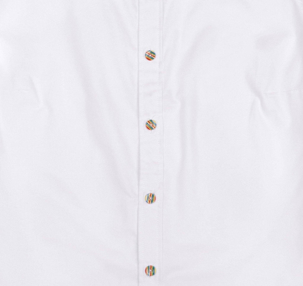 
            
                Load image into Gallery viewer, White Short Sleeve Shirt with Rainbow Buttons - GFW Clothing
            
        