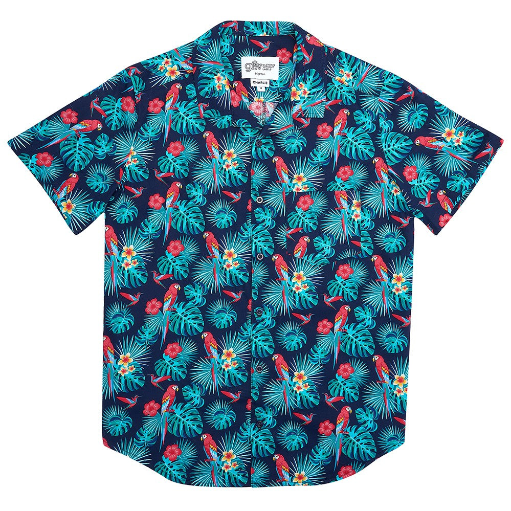 Teal Parrot Print - Sizes Billie 1, Charlie 1, 3 only