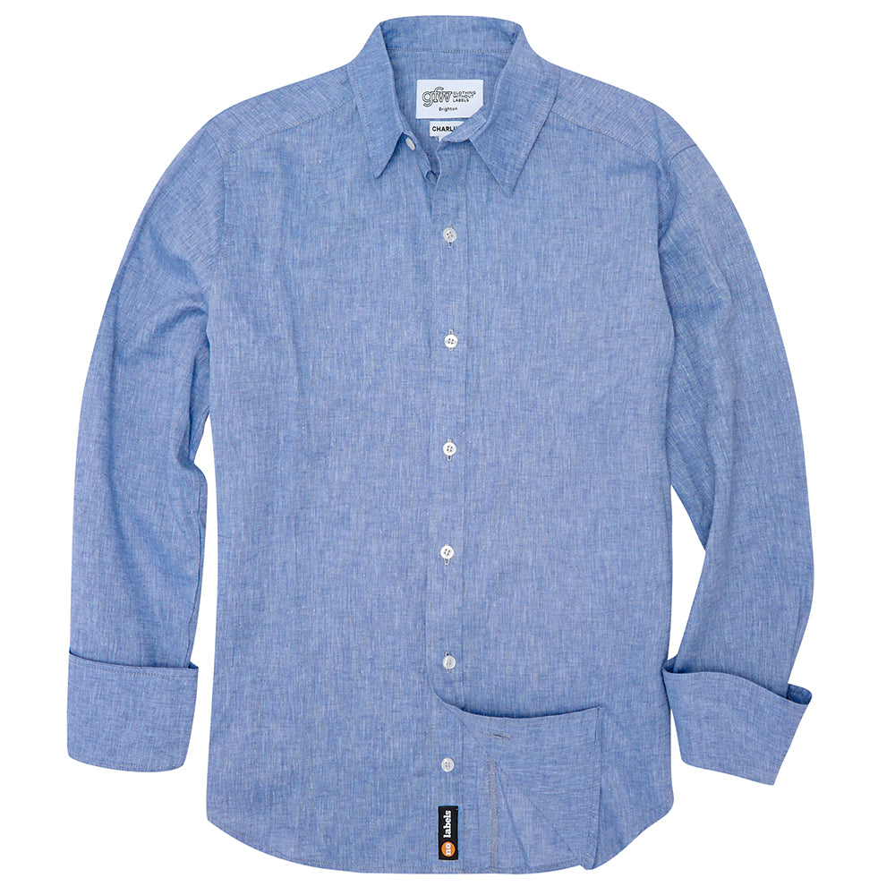 Linen Blend Blue Shirt - Charlie 4, 5, 7 & Billie 1, 7 only.