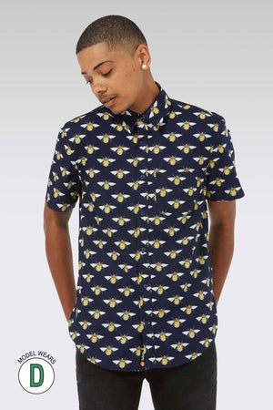 
            
                Load image into Gallery viewer, Bee Print Short Sleeve Shirt - GFW Clothing
            
        