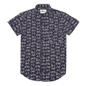 
            
                Load image into Gallery viewer, Bicycle Print Navy Short Sleeve Shirt - GFW Clothing
            
        