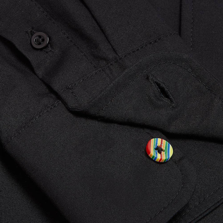 Black Long Sleeve Shirt with Rainbow Buttons - GFW Clothing