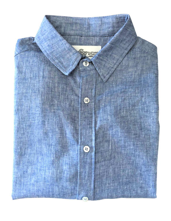Linen Blend Blue Shirt - Charlie 5 & Billie 1 only.