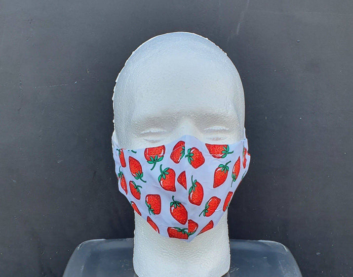 Cotton Face Mask with Pocket - Strawberries - child sizes - GFW Clothing