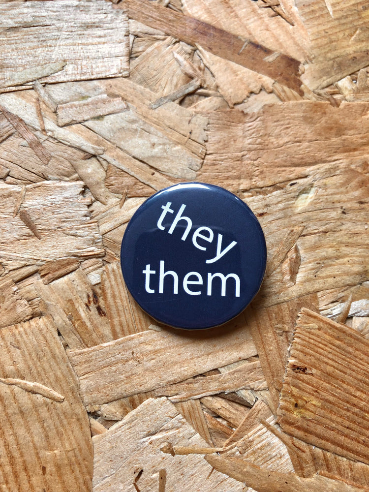 
            
                Load image into Gallery viewer, They/Them Diagonal Pronoun Badges 32mm
            
        