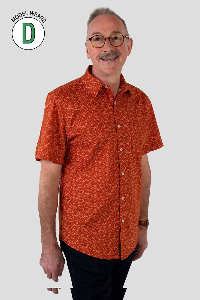 
            
                Load image into Gallery viewer, Geo Print Orange Short Sleeve Shirt
            
        