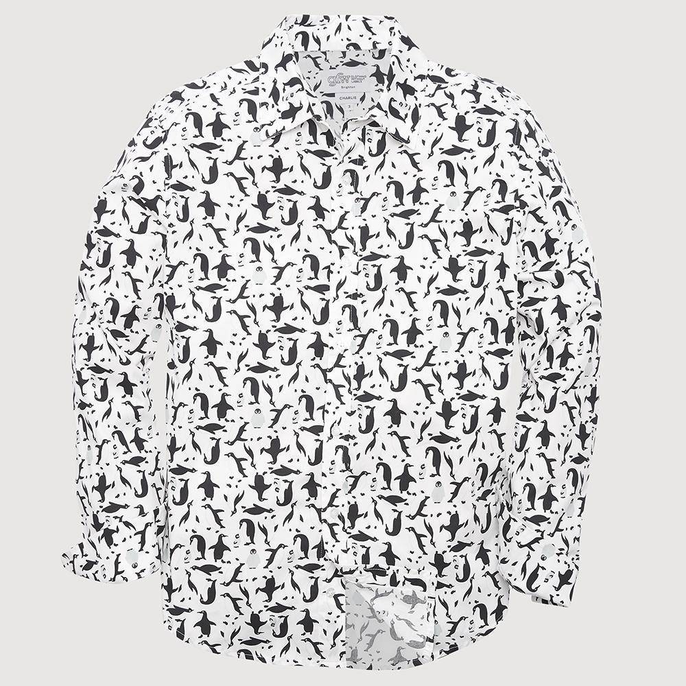 Penguin Print Long Sleeve Shirt - GFW Clothing