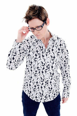 
            
                Load image into Gallery viewer, Penguin Print Long Sleeve Shirt - GFW Clothing
            
        